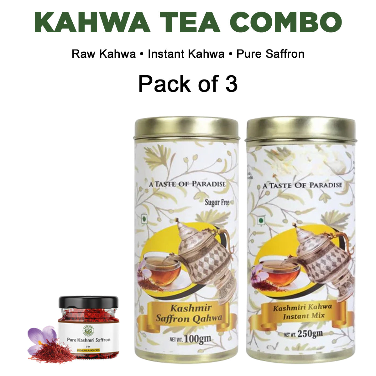 Kashmiri Kahwa Tea with Saffron Pack of 3