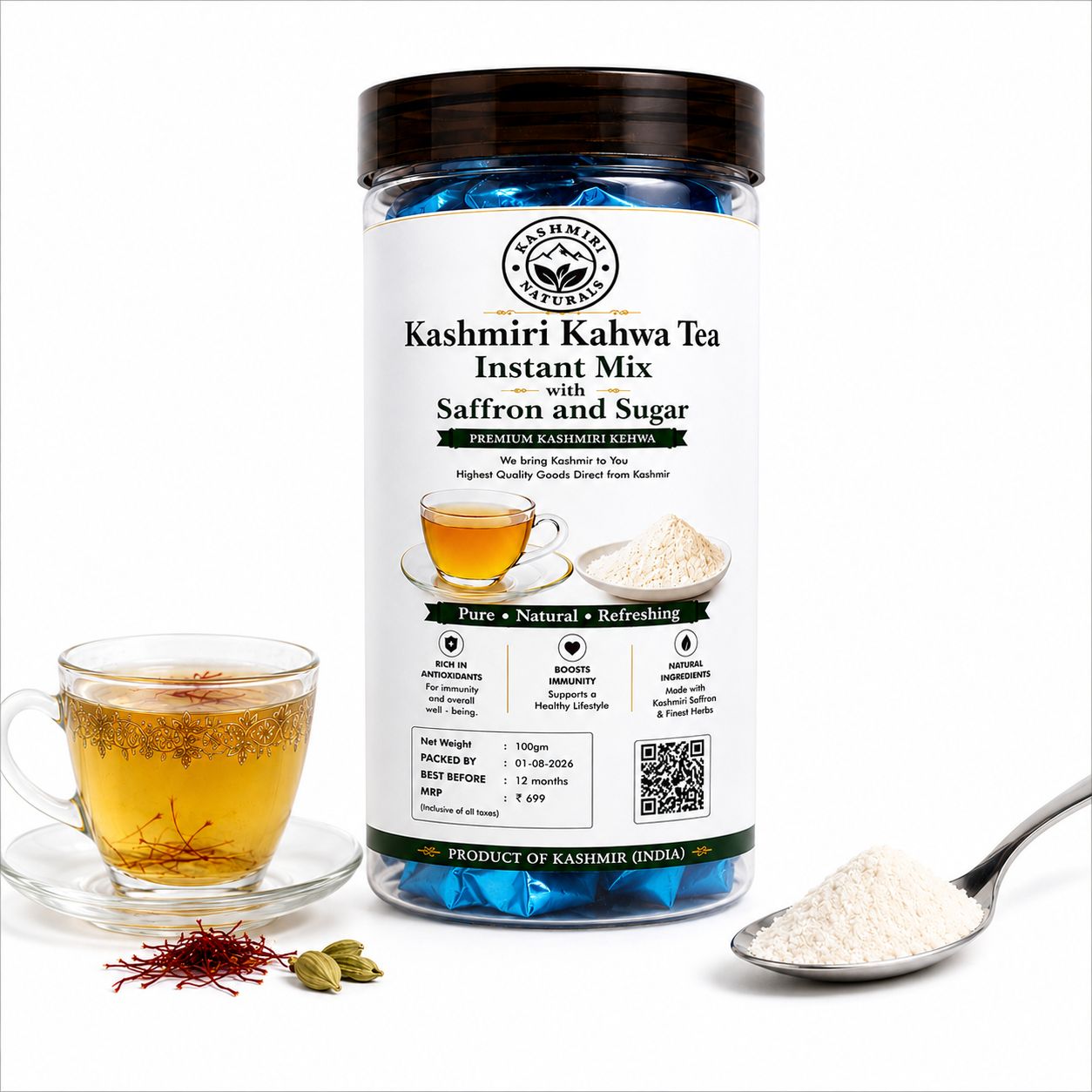 Kashmiri Kahwa Tea Instant Mix with Saffron and Sugar