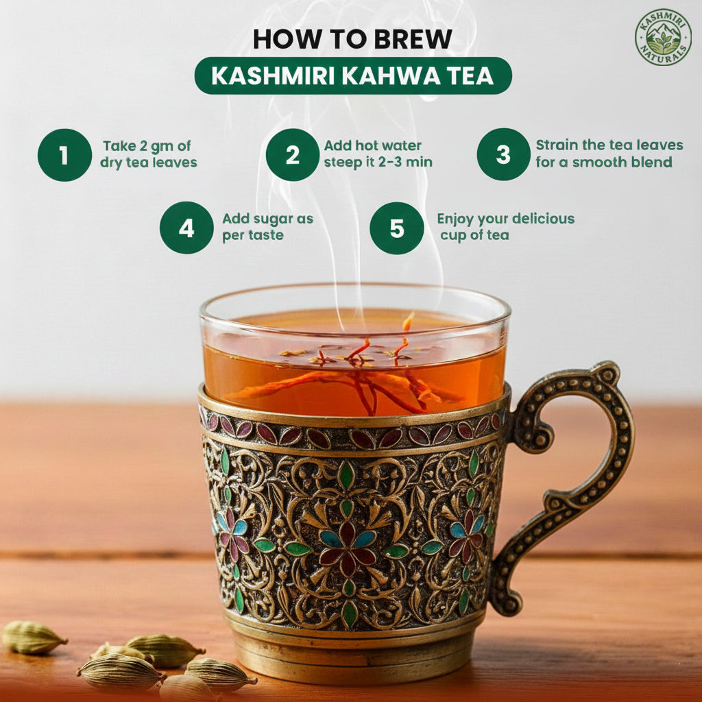 Traditional Kashmiri Kahwa Tea Raw with Saffron