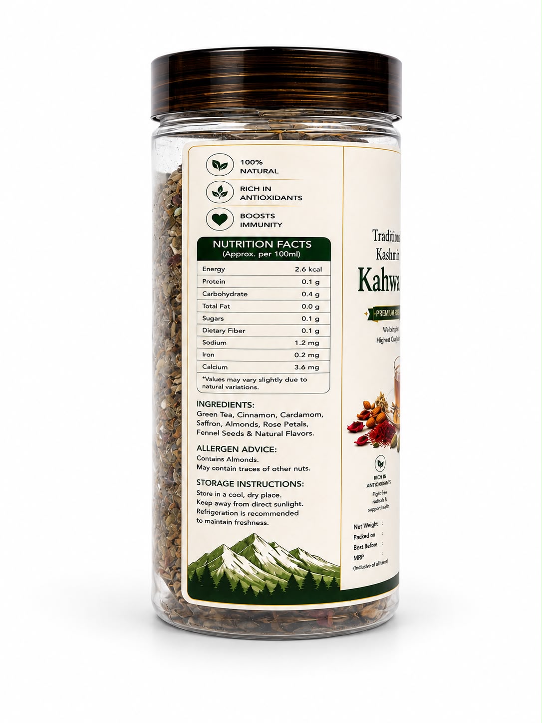 Traditional Kashmiri Kahwa Tea Raw with Saffron